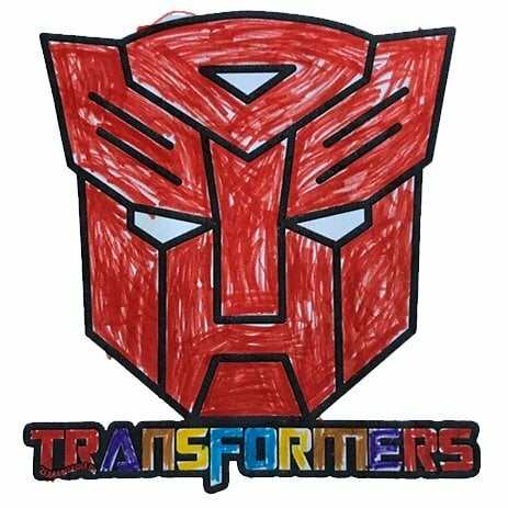 Цветной вариант раскраски логотип трансформеры