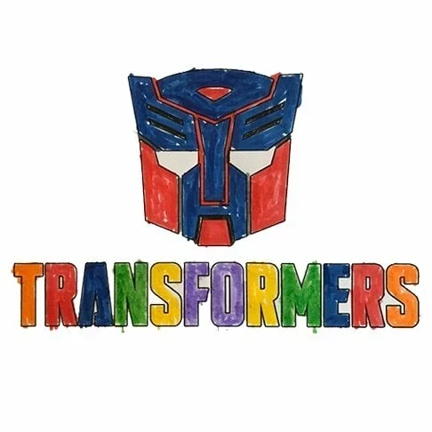 Цветной вариант раскраски трансформеры логотип и маска