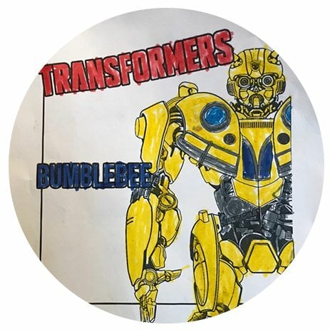 пример раскраски трансформеры бамблби половина