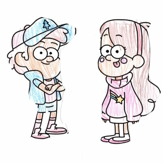 Цветной вариант раскраски диппер и мэйбл