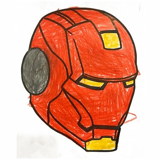 Цветной вариант раскраски шлем железного человека