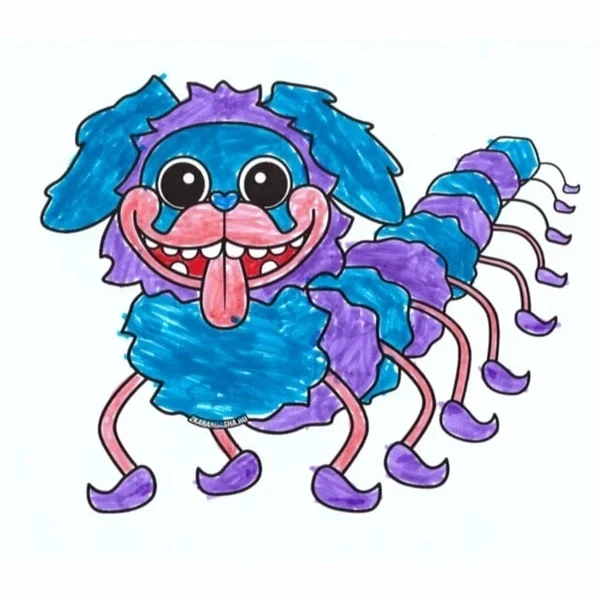 Цветной вариант раскраски пи джей мопс-о-гусеница