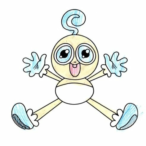 Цветной вариант раскраски малыш длинные ноги хагги вагги