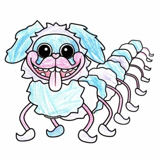 Цветной вариант раскраски пи джей мопс-о-гусеница