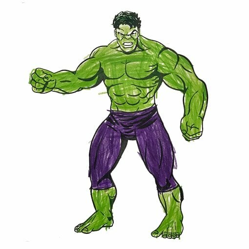 пример раскраски халк готовится к удару