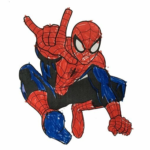 пример раскраски человек-паук марвел