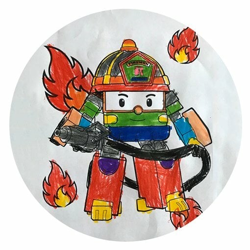 Цветной вариант раскраски рой в огне