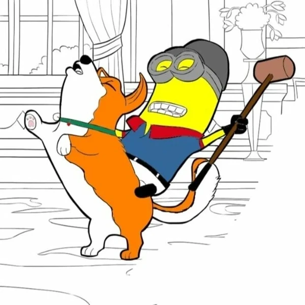 Цветной вариант раскраски кевин на корги