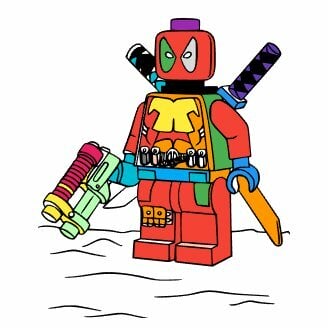 Цветной вариант раскраски дэдпул крутой