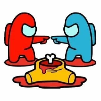 пример раскраски амонг ас самозванец, труп и персонаж