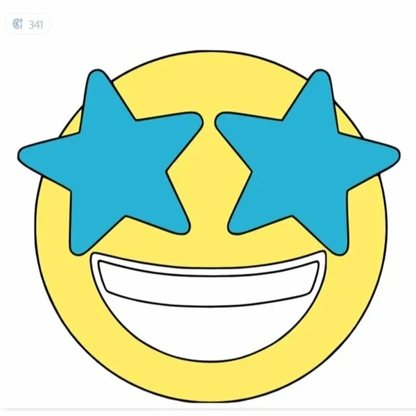 пример раскраски смайлик звездочки в глазах
