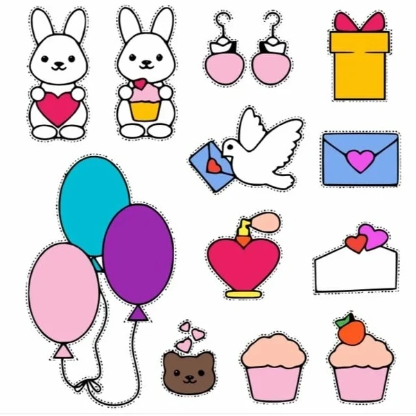 пример раскраски наклейки весна любовь