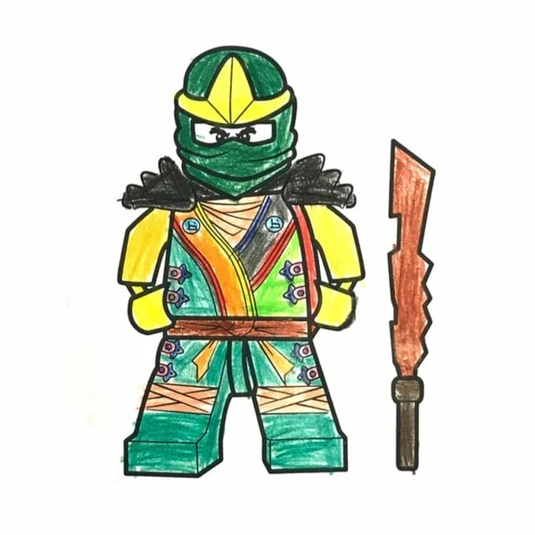 пример раскраски ниндзяго золотой в маске