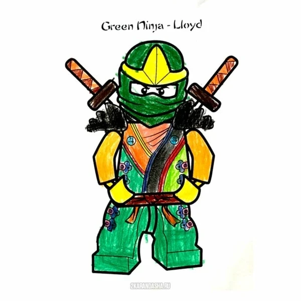 пример раскраски зеленый ниндзя ллойд