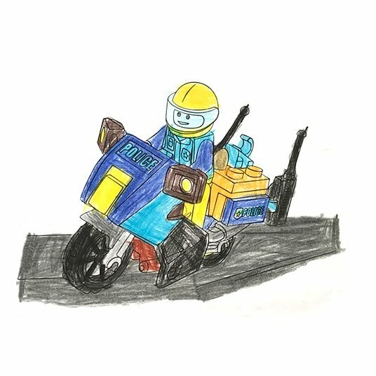пример раскраски конструктор полицейский мотоцикл