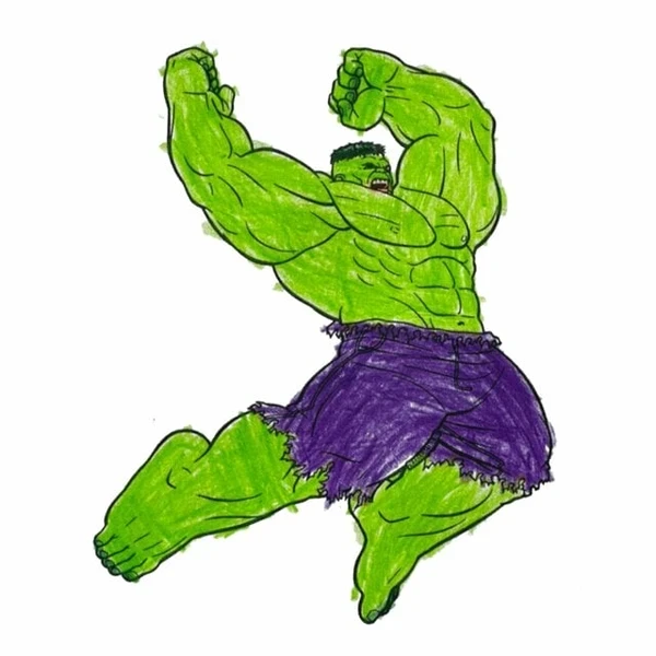 пример раскраски халк в прыжке