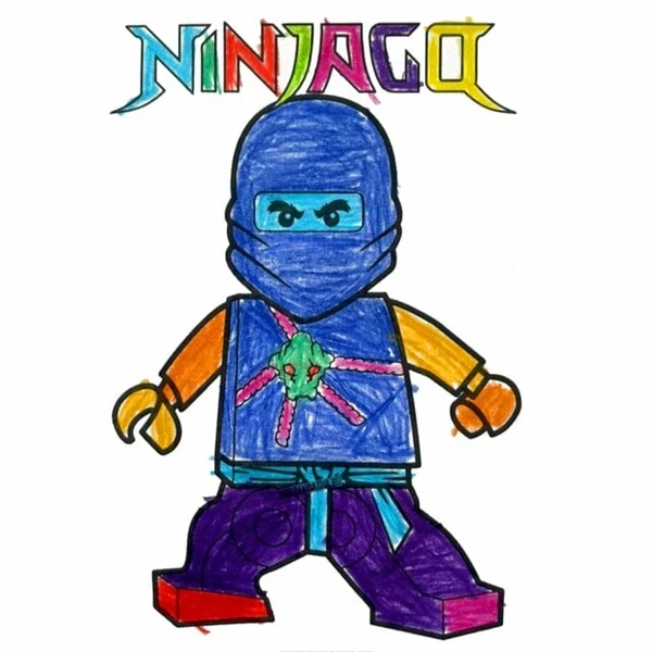 пример раскраски ниндзя коул в стойке