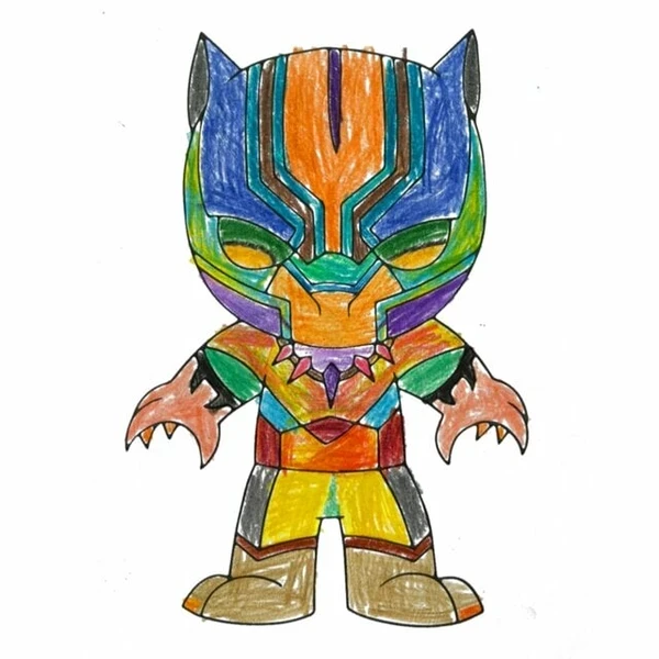 Цветной вариант раскраски черная пантера