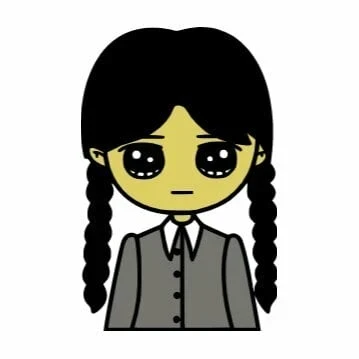 Цветной вариант раскраски уэнздей аддамс школьница