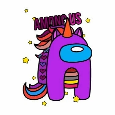 Цветной вариант раскраски единорог член экипажа амонг ас