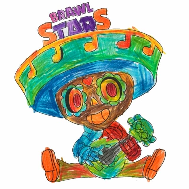 Цветной вариант раскраски скин поко