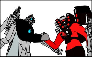 пример раскраски титан камерамэн и спикермен