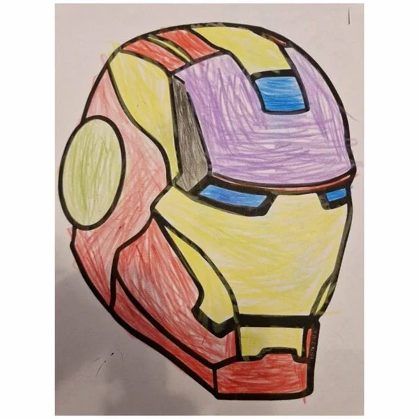Цветной вариант раскраски шлем железного человека