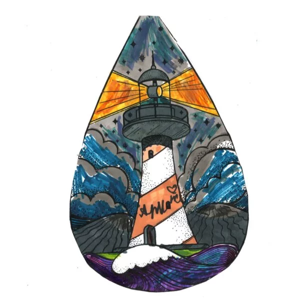 пример раскраски маяк морской