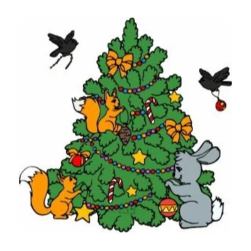 пример раскраски новогодняя ёлка пушистая с игрушками