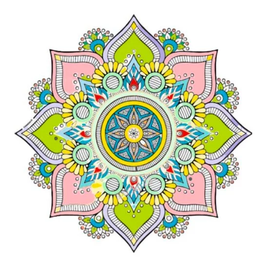 Цветной вариант раскраски мандала денег