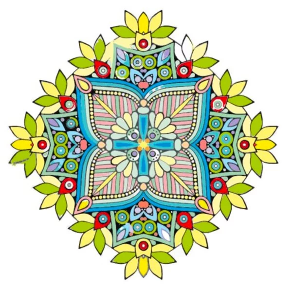 Цветной вариант раскраски мандала богатства