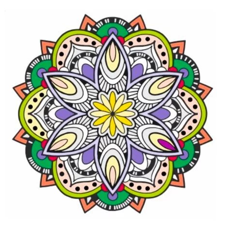 Цветной вариант раскраски мандала созерцания