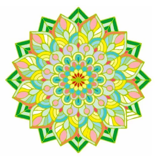 Цветной вариант раскраски мандала счастья
