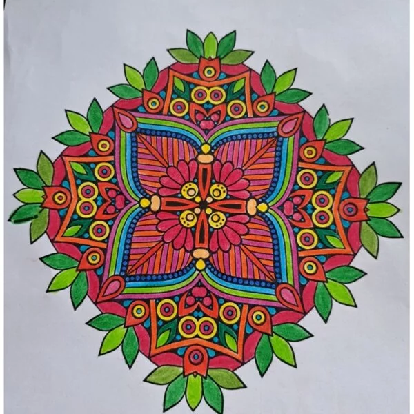 Цветной вариант раскраски мандала богатства