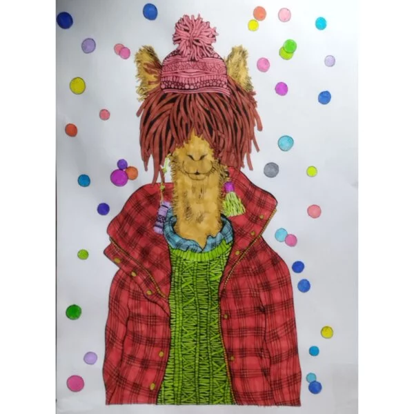 пример раскраски лама в рубашке