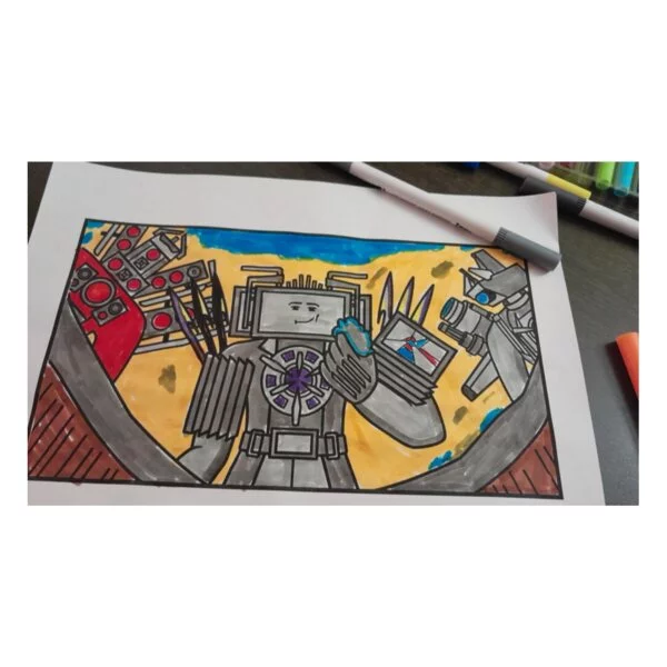 Цветной вариант раскраски апгрейд титан спикермен скибиди туалет