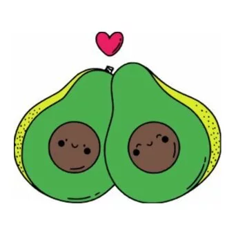 Цветной вариант раскраски два авокадо каваи