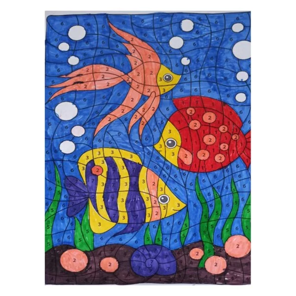 пример раскраски по номерам: рыбки