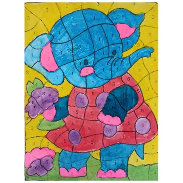 пример раскраски по номерам: слоник