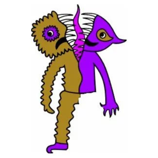 Цветной вариант раскраски банбан джестер scary jester