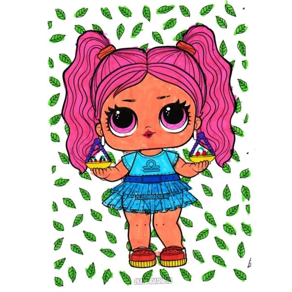 пример раскраски кукла лол 2023
