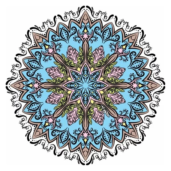 Цветной вариант раскраски мандала умиротворения