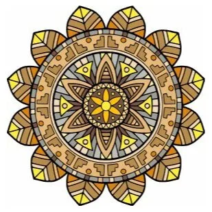 Цветной вариант раскраски мандала забота