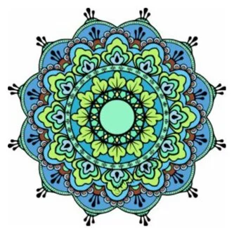 Цветной вариант раскраски мандала благополучия