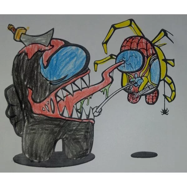 пример раскраски веном и человек-паук амонг ас